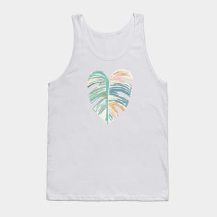 Monstera Leaf - Turquoise, Green, Coral, Mustard Tank Top